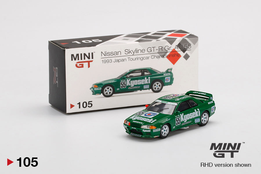 MINI GT #105 1/64 Nissan Skyline GT-R (R32) Gr. A #55 Kyoseki 1993 Japan TouringCar Championship RHD