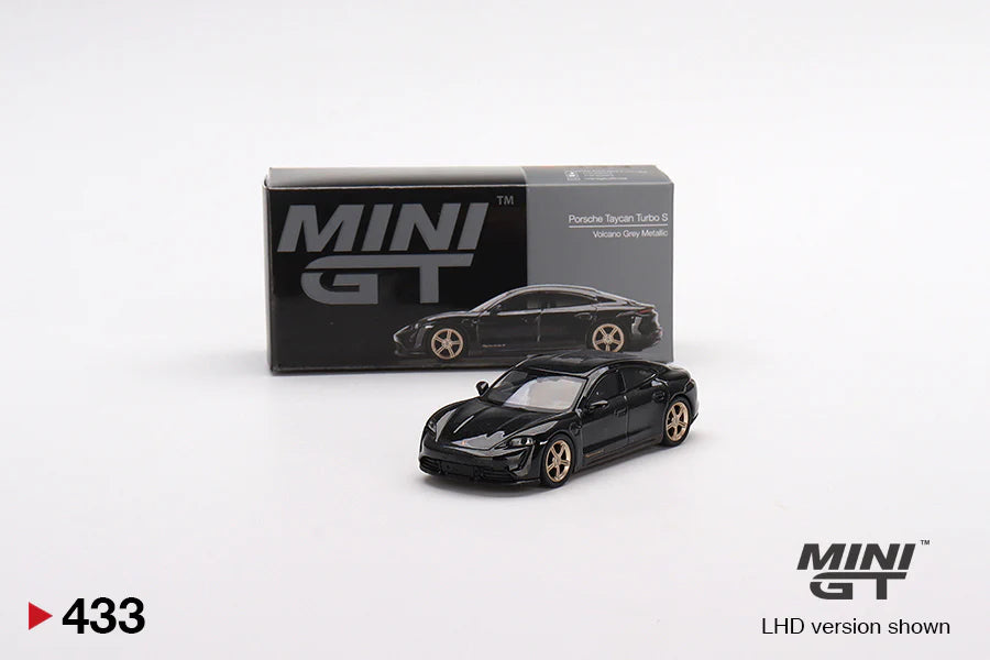 MINI GT #433 1/64 Porsche Taycan Turbo S Volcano Grey Metallic