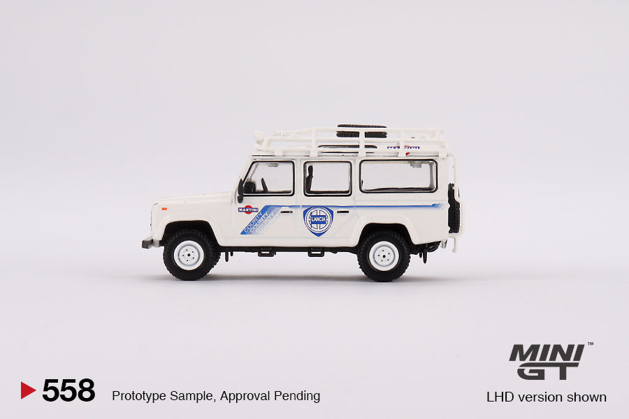 MINI GT 1/64 #558 Land Rover Defender 110 1991 Safari Rally Martini Racing Support Vehicle