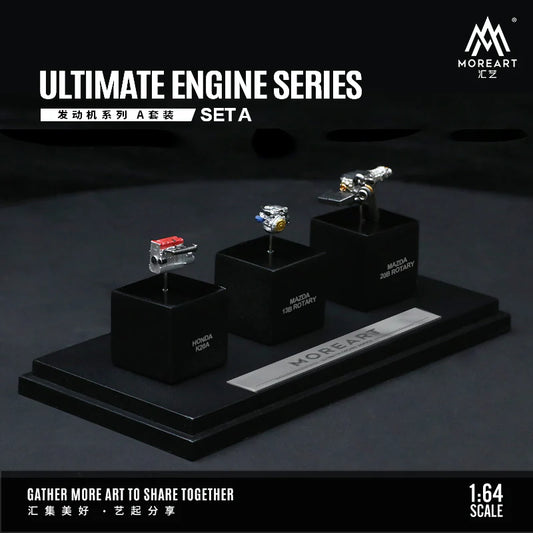 MoreArt 1/64 Ultimate Engine Series JDM 3 Engines Display Set A- Honda K20A/ Mazda 20B Rotary/ Mazda 13B Rotary
