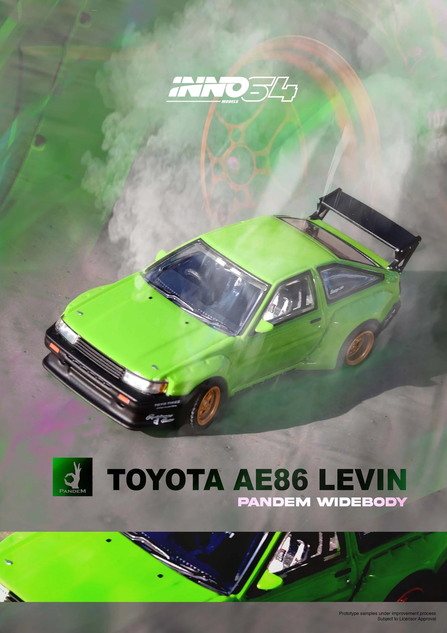 INNO 64 1:64 TOYOTA AE86 Levin "PANDEM ROCKET BUNNY" Green IN64-AE86PL-GRN