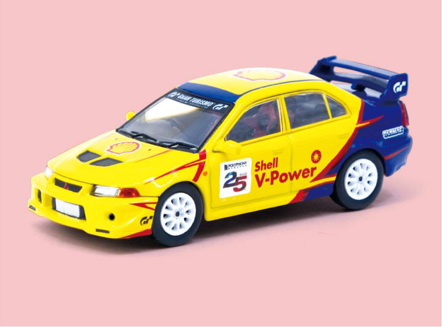 TARMAC WORKS X SHELL X GRAN TURISMO 7 1/64 JDM COLLECTION - Mitsubishi Lancer Evolution VI GSR TM Edition '99