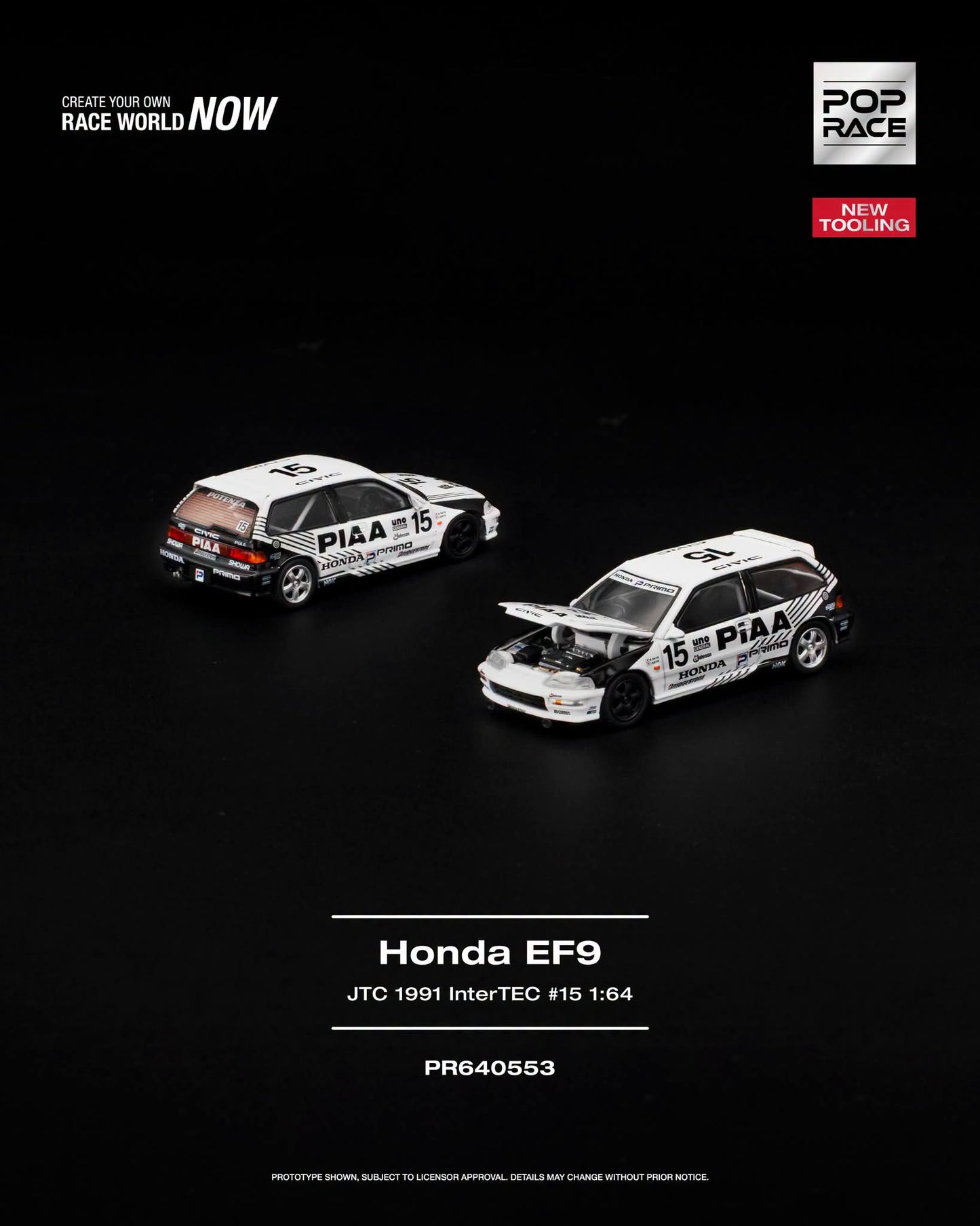 * PRE ORDER * POP RACE 1/64 HONDA CIVIC (EF9) #15 JTC 1991 InterTEC PR640553
