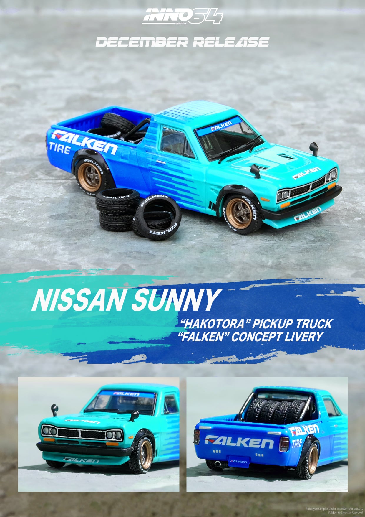 INNO 64 NISSAN SUNNY " HAKOTORA " PICKUP TRUCK "FALKEN" CONCEPT LIVERY