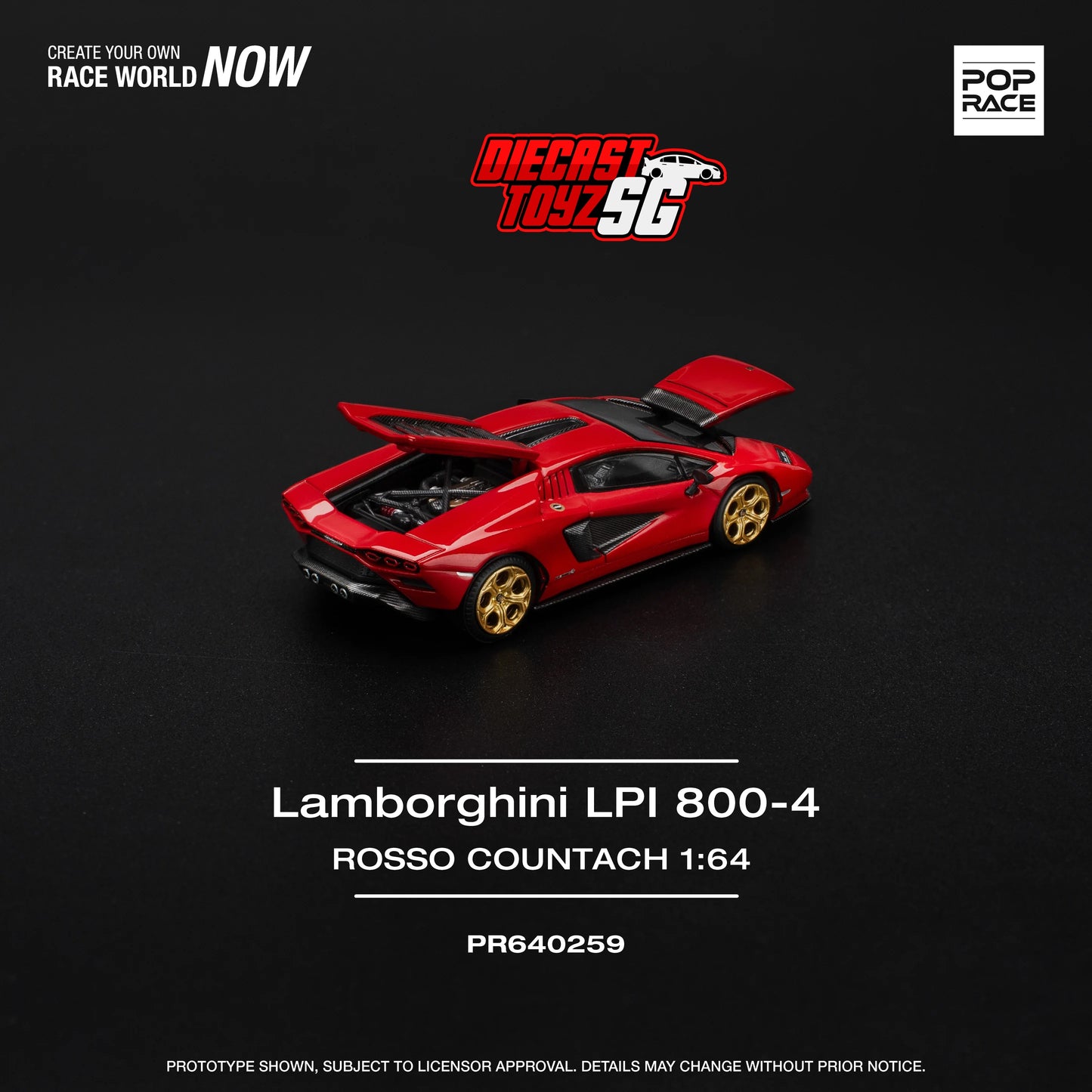 POP RACE 1/64 LAMBORGHINI COUNTACH LPI-800 - ROSSO PR640259