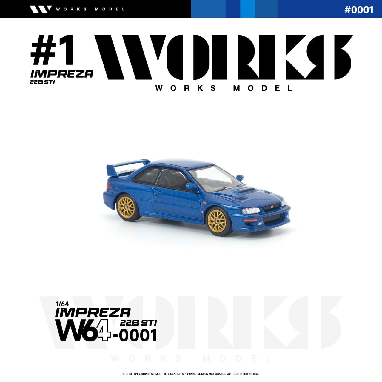 * PRE ORDER * Works 1:64 Impreza WRX 22B STI (GC8) Blue (W640001)