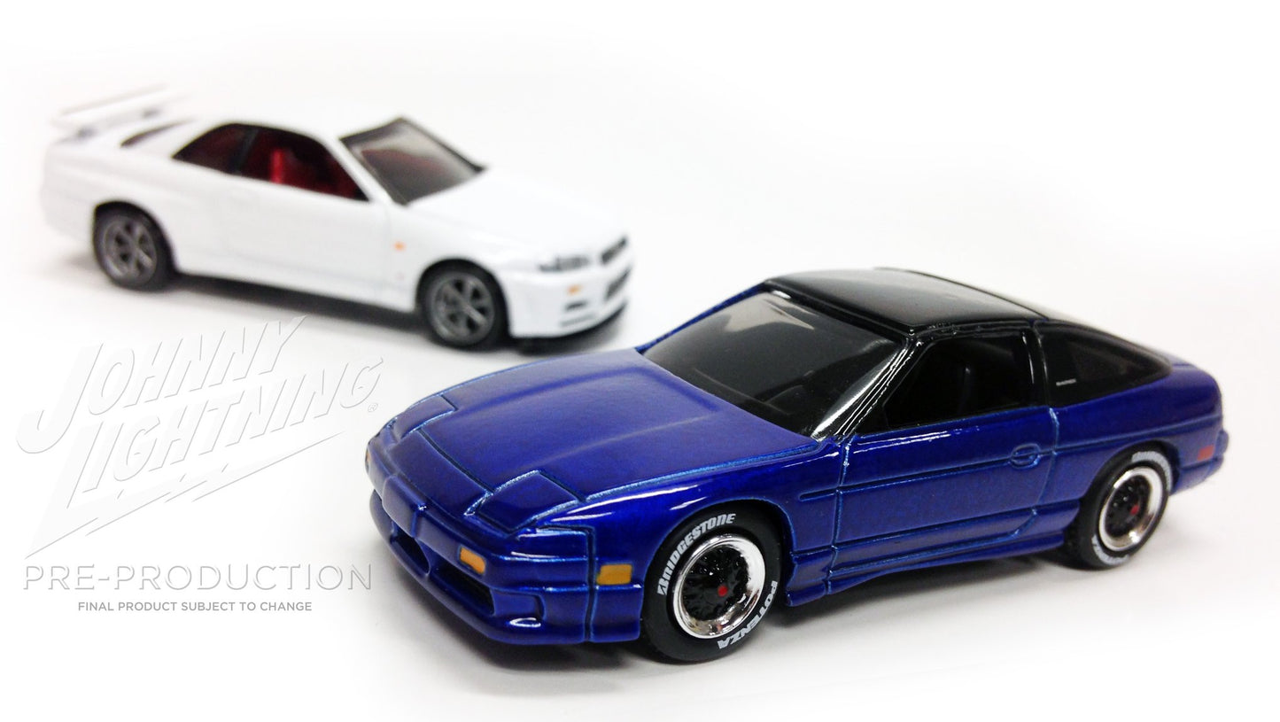 JOHNNY LIGHTNING IMPORT HEAT 2-PACK – 1992 NISSAN 240SX CUSTOM & 1999 NISSAN SKYLINE GT-R (BNR34)