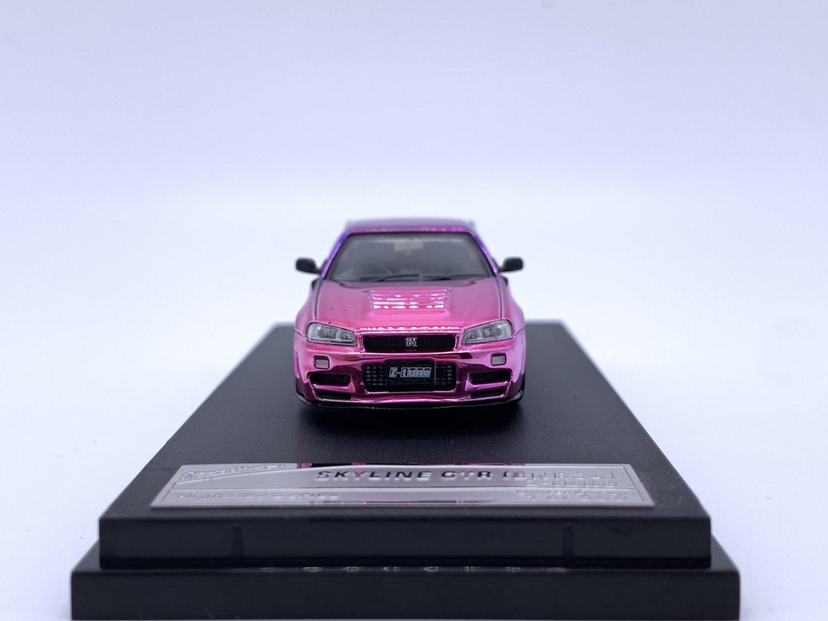 Stance Hunter 1/64 Skyline GT-R R34 Nismo Z-Tune Chameleon Chrome Purple-Blue