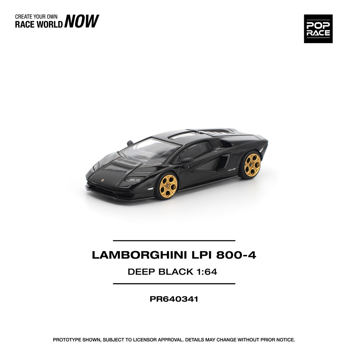 POP RACE 1/64 LAMBORGHINI COUNTACH LPI 800-4 DEEP BLACK PR640341