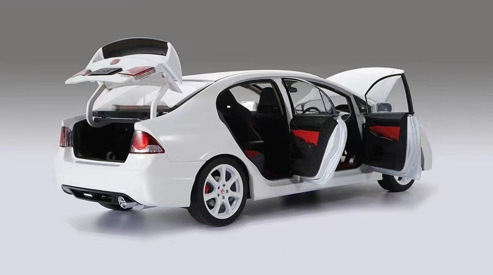 WELL 1/18 HONDA CIVIC FD2 TYPE R CHAMPIONSHIP WHITE