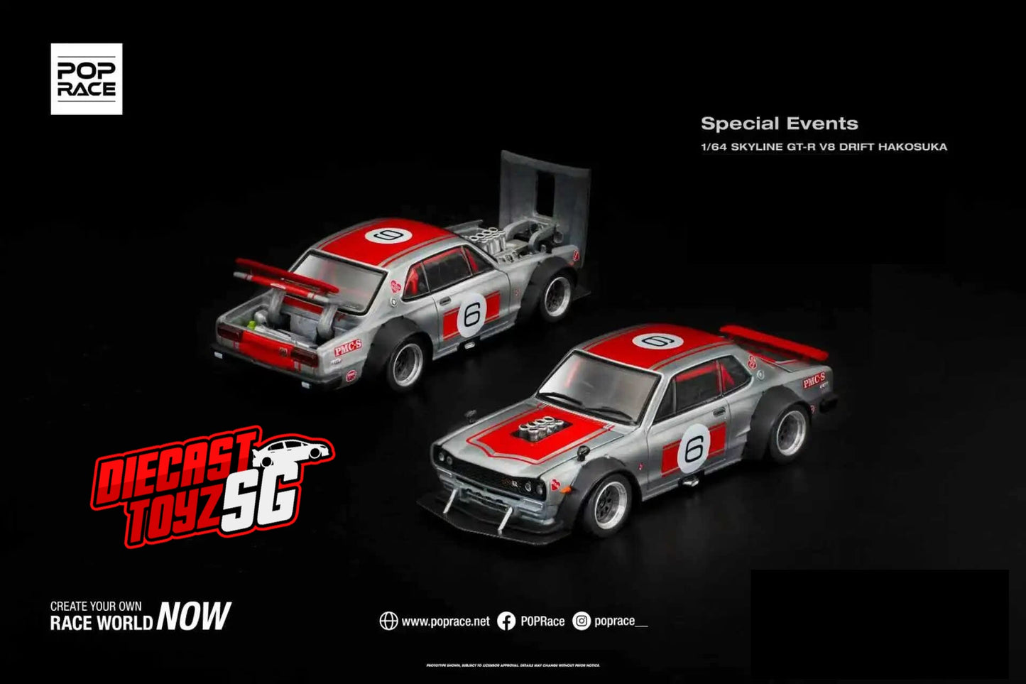 POP RACE XCARTOYS 1/64 APA XPO EXCLUSIVE SKYLINE GT-R V8 DRIFT (HAKOSUKA)