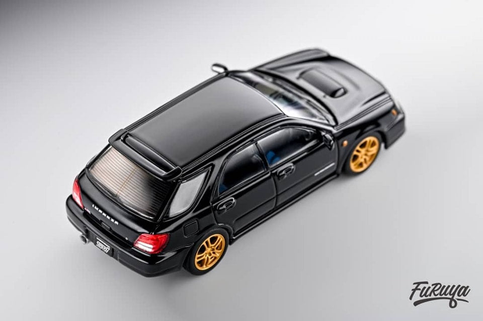 Furuya 1/64 Diecast Model Subaru Impreza WRX STi Wagon (Mk2 GD Bugeye) Black