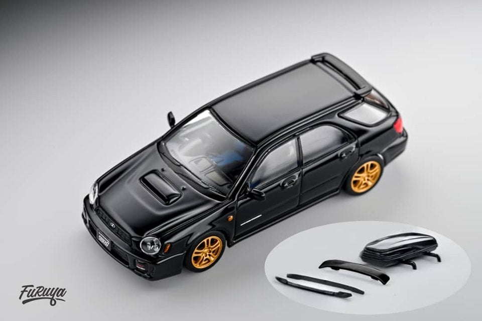 Furuya 1/64 Diecast Model Subaru Impreza WRX STi Wagon (Mk2 GD Bugeye) Black
