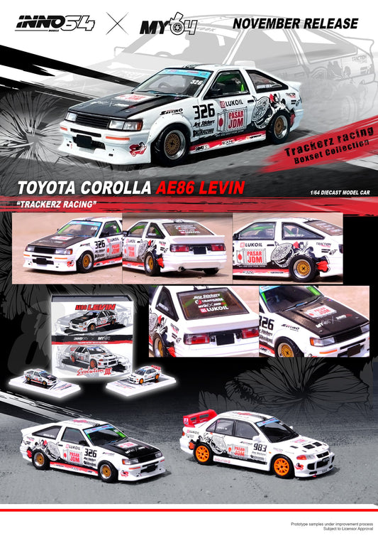 INNO 64 1/64 TOYOTA COROLLA AE86 Levin "TRACKERS RACING”