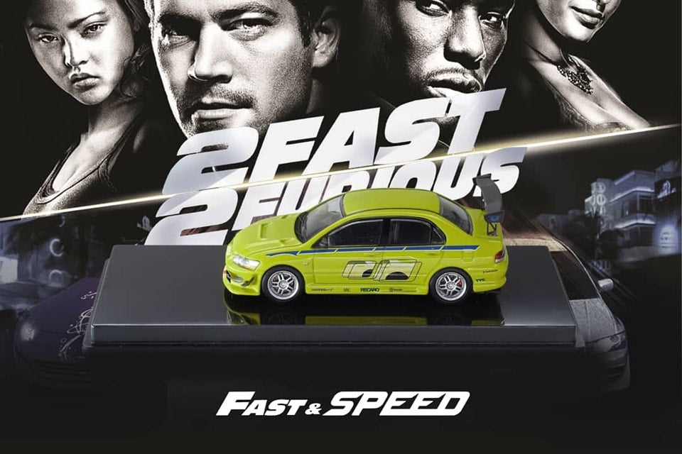 Fast Speed 1:64 Diecast Model Lancer Evolution VII FNF Green Color With Figurine