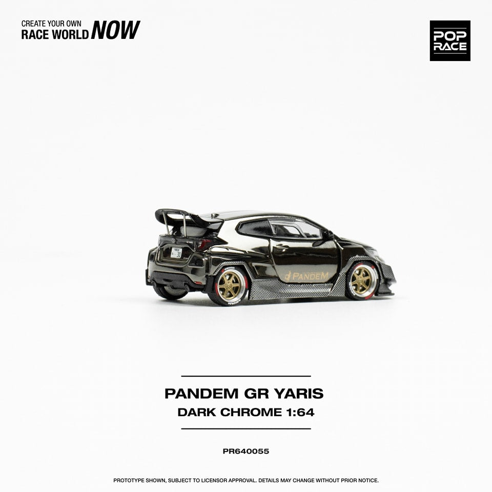 POPRACE 1/64 PANDEM YARIS DARK CHROME - POP RACE VERSION PR640055