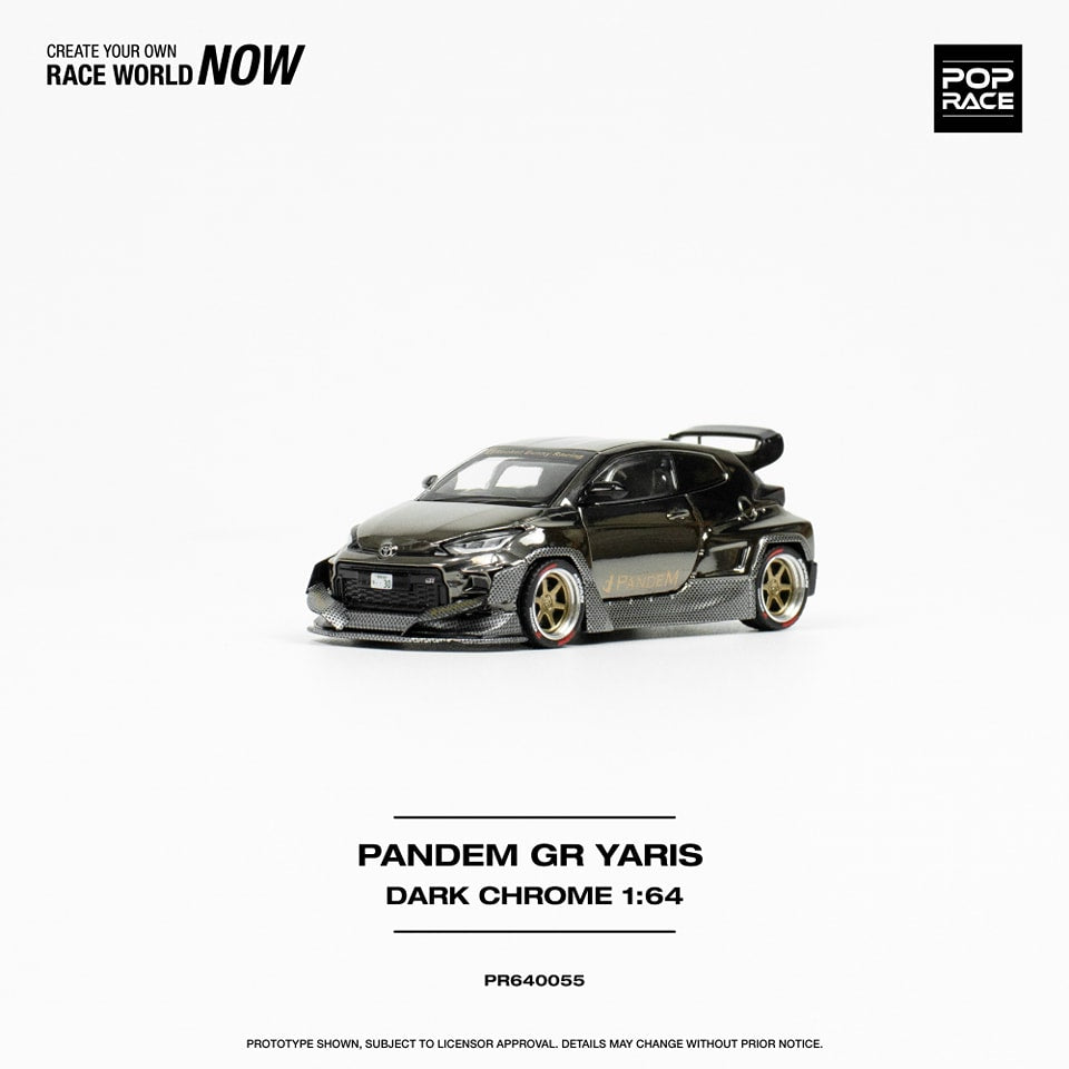POPRACE 1/64 PANDEM YARIS DARK CHROME - POP RACE VERSION PR640055