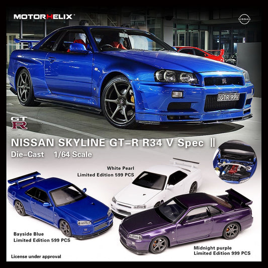 MOTORHELIX 1/64 NISSAN SKYLINE GT-R R34 V Spec II