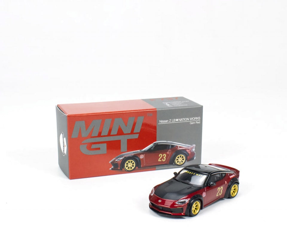 MINI GT #737 CLDC X MINI GT VOL 3 ENGLISH MAGAZINE with Nissan Z LB Nation Works Gem Red