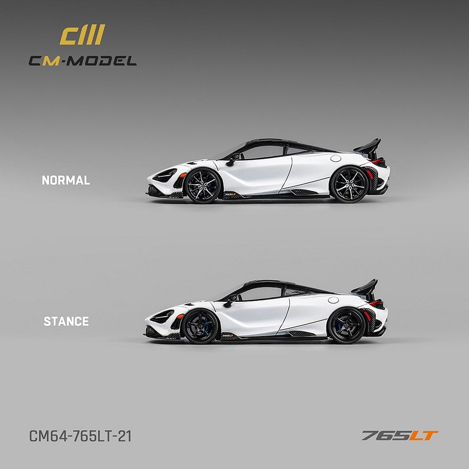 CM Model 1/64 Mclaren 765LT White Color (Carbon Wing)