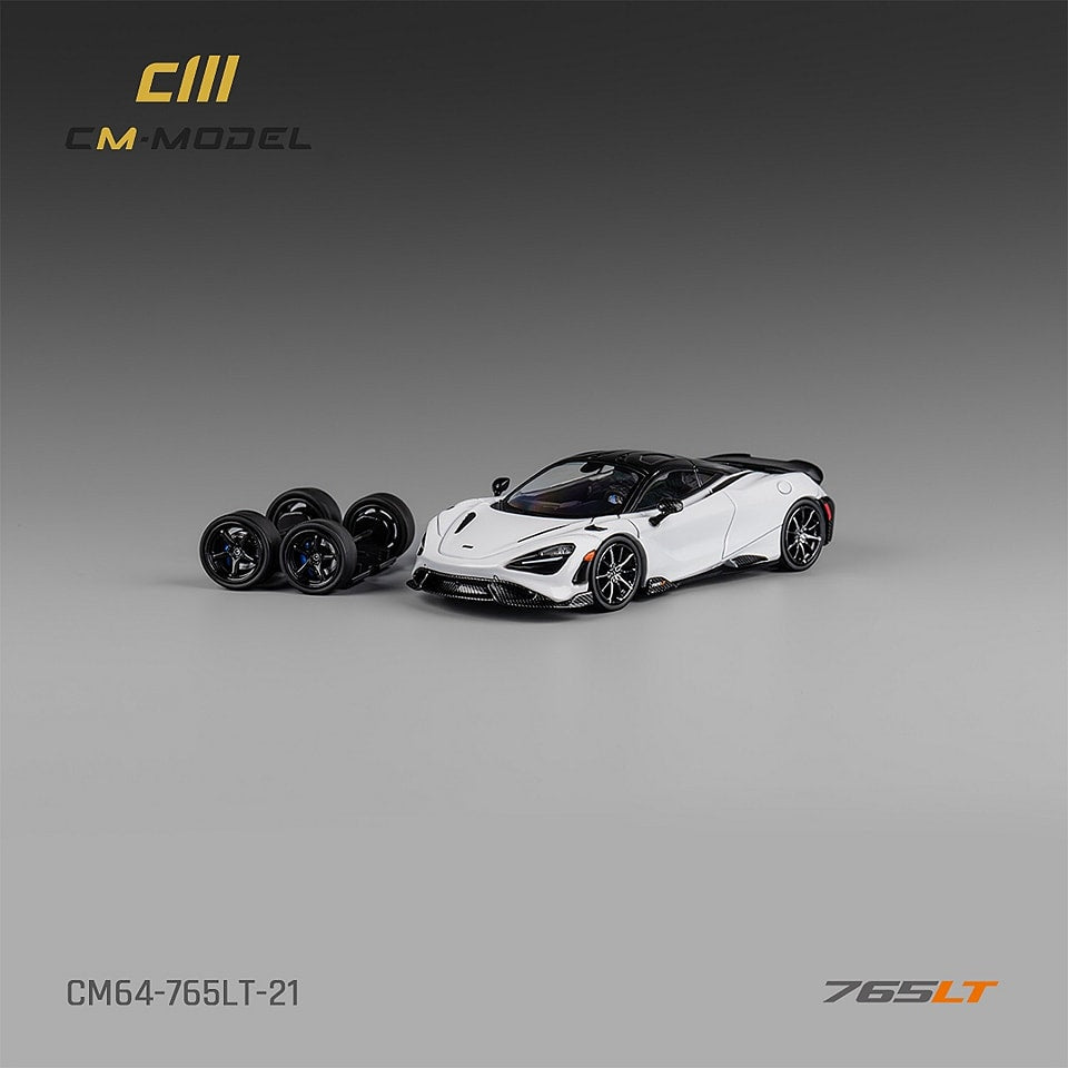 CM Model 1/64 Mclaren 765LT White Color (Carbon Wing)