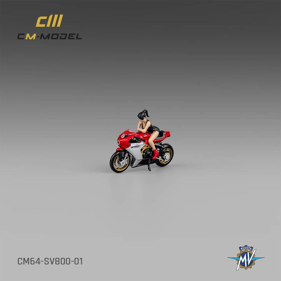CM Model 1/64 Diecast Motorcycle Model MV Agusta (SV800) Red Color