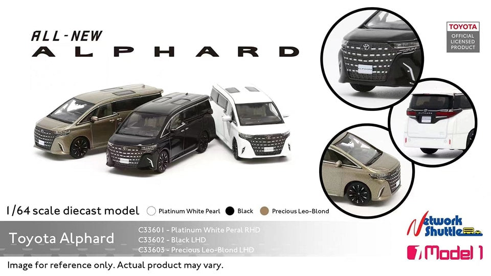 MODEL 1 1/64 C33602 Toyota Alphard Platinum Black LHD