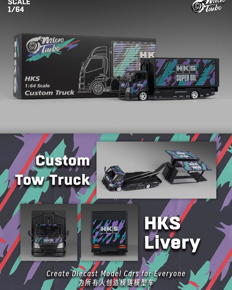 Micro Turbo 1/64 Custom Truck Metallic Black HKS