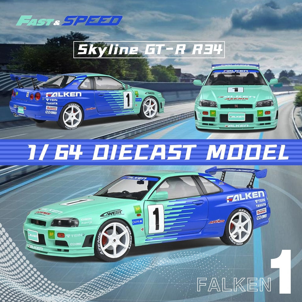 Fast Speed 1/64 Nissan Skyline GT-R R34 5th generation BNR34 - Falken #1