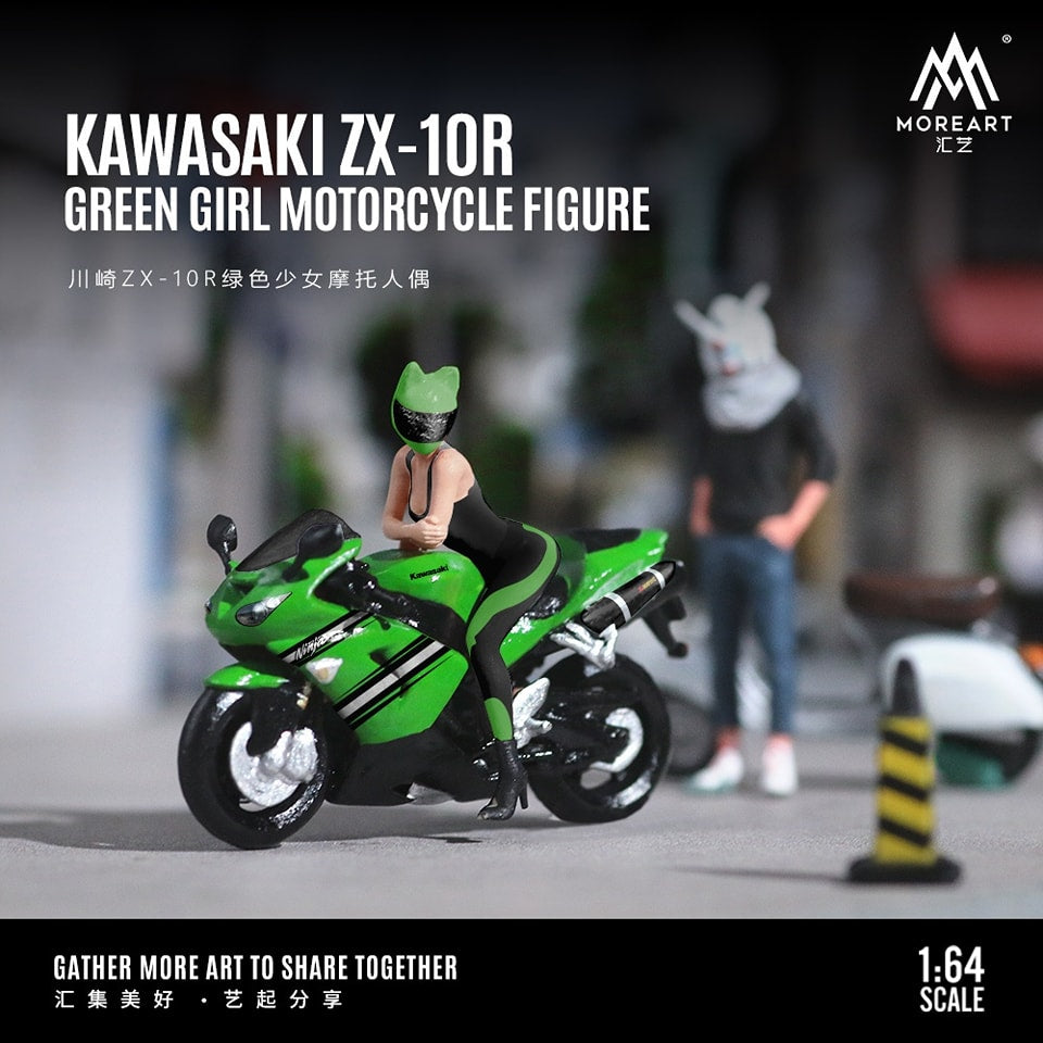 MoreArt 1/64 KAWASAKI ZX-10R Green Girl Motorcycle Figure MO222098