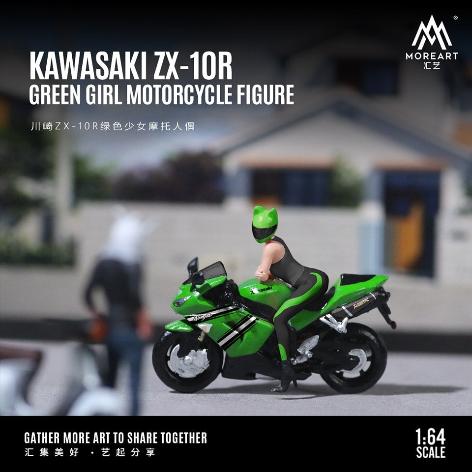 MoreArt 1/64 KAWASAKI ZX-10R Green Girl Motorcycle Figure MO222098