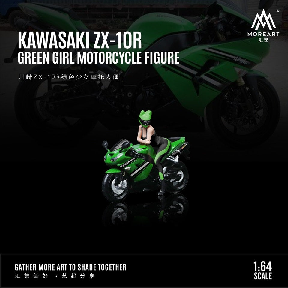MoreArt 1/64 KAWASAKI ZX-10R Green Girl Motorcycle Figure MO222098