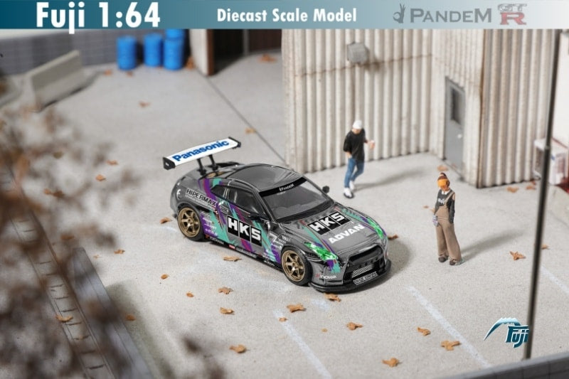 Fuji 1/64 Pandem Rocket Bunny Nissan GT-R R35 Grey HKS Livery