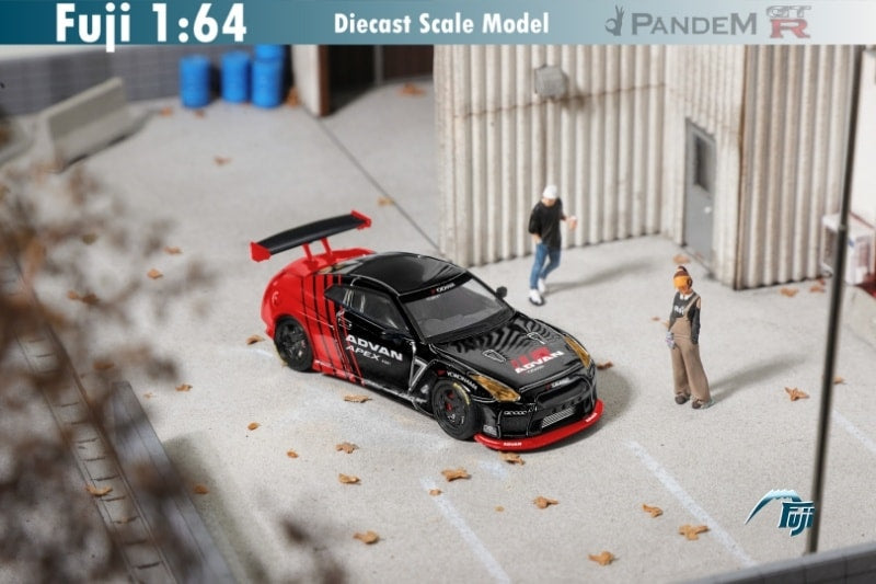 Fuji 1/64 Pandem Rocket Bunny Nissan GT-R R35 Black Advan Livery
