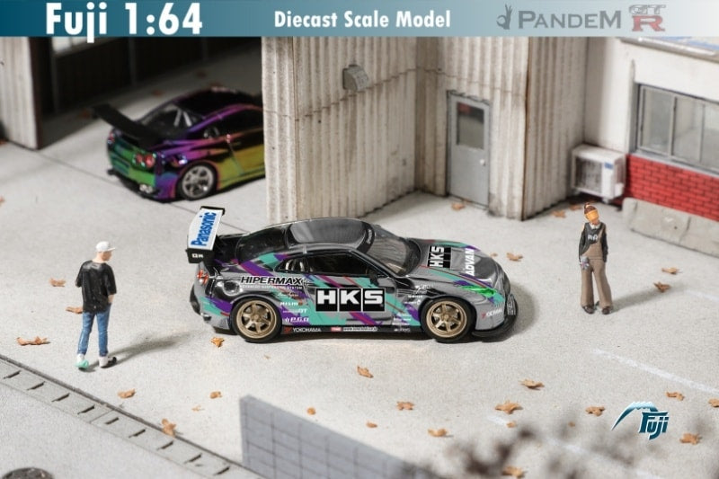Fuji 1/64 Pandem Rocket Bunny Nissan GT-R R35 Grey HKS Livery