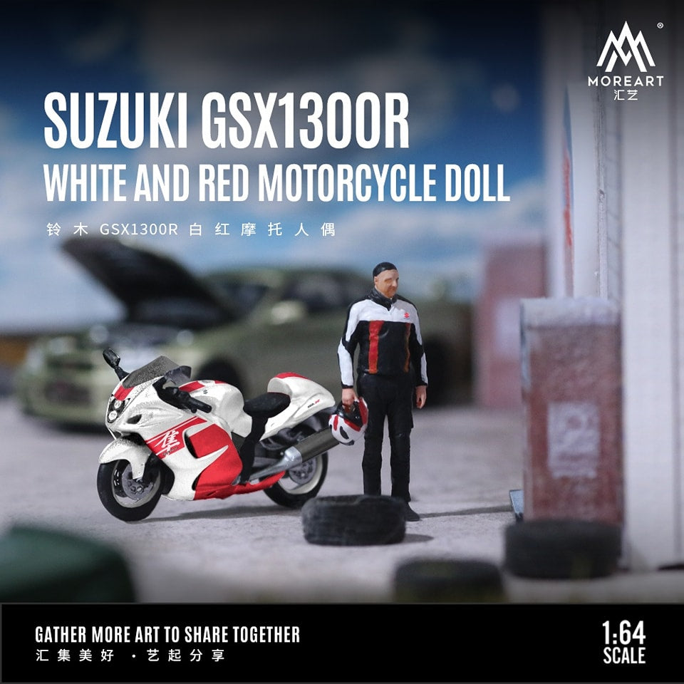 MOREART 1/64 Suzuki GSX1300R WHITE & RED MOTORCYCLE DOLL