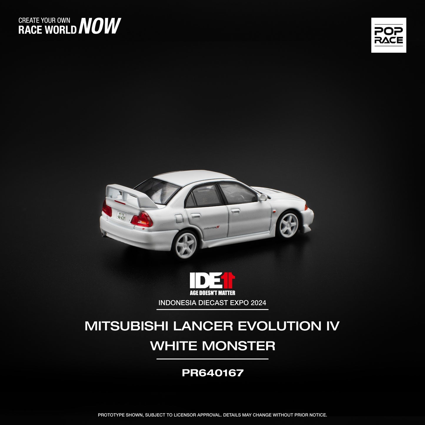 POP RACE 1/64 Mitsubishi Lancer Evolution IV - White "Monster PR640167