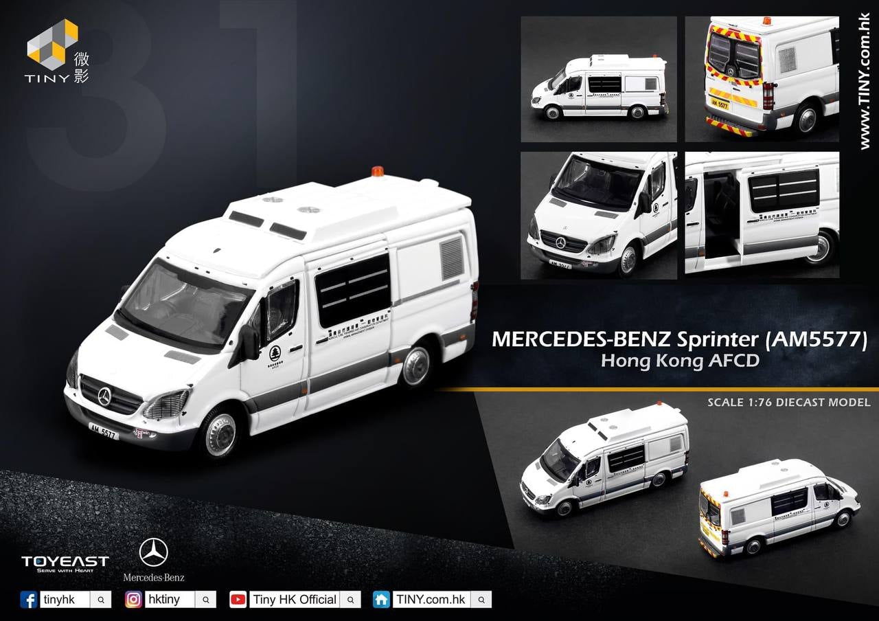 Tiny City 1/76 Die-cast Model Car - MERCEDES-BENZ Sprinter (AM5577) Hong Kong AFCD