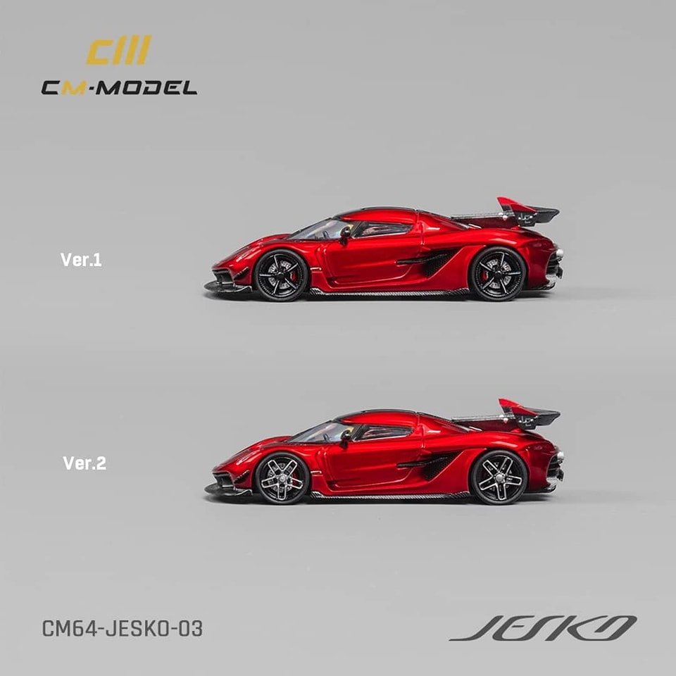 CM Model 1/64 Diecast Model Jesko Attack Cherry Red Color