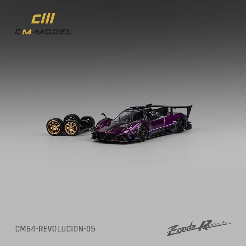CM Model 1/64 Pagani Zonda R Evolucion Track Version Purple Color with Black Carbon.