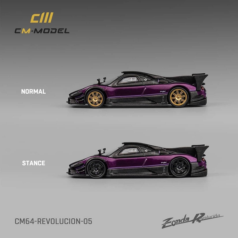 CM Model 1/64 Pagani Zonda R Evolucion Track Version Purple Color with Black Carbon.