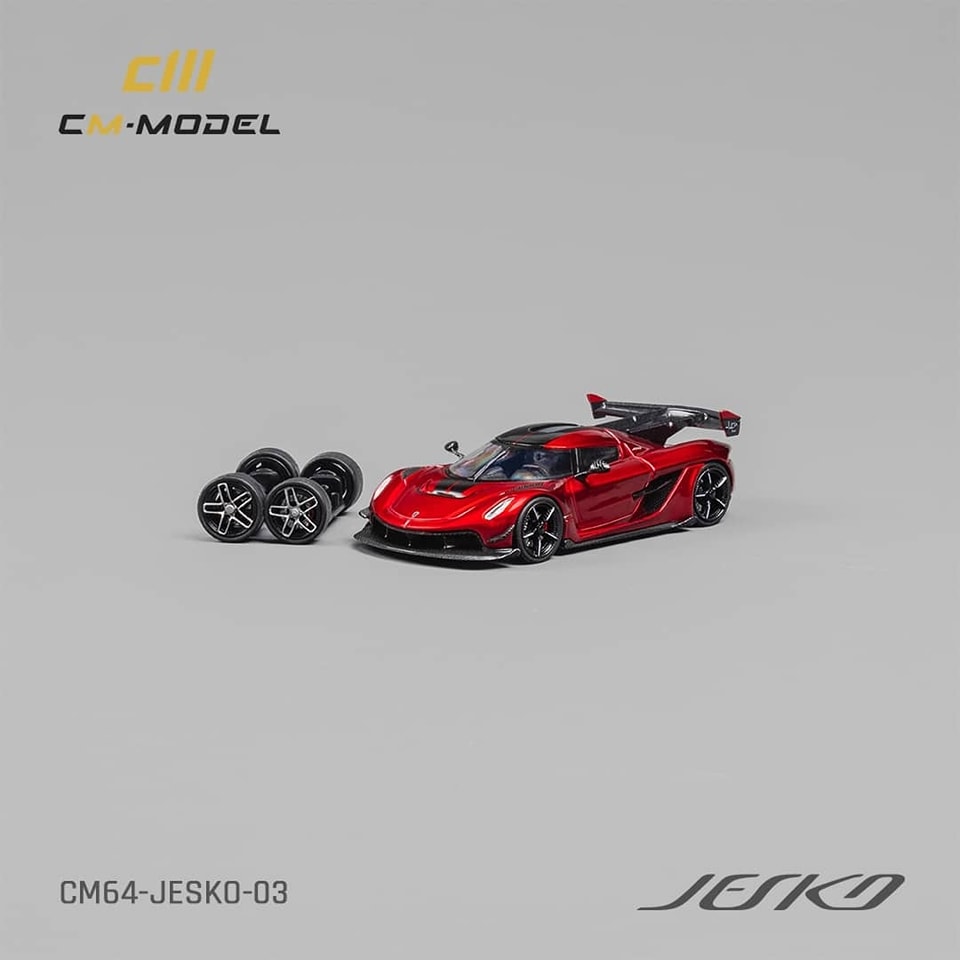 CM Model 1/64 Diecast Model Jesko Attack Cherry Red Color