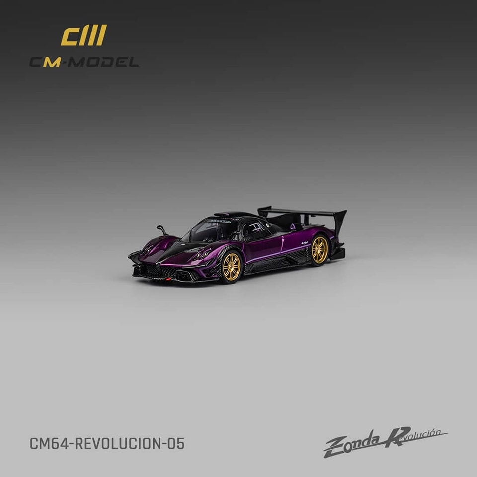 CM Model 1/64 Pagani Zonda R Evolucion Track Version Purple Color with Black Carbon.