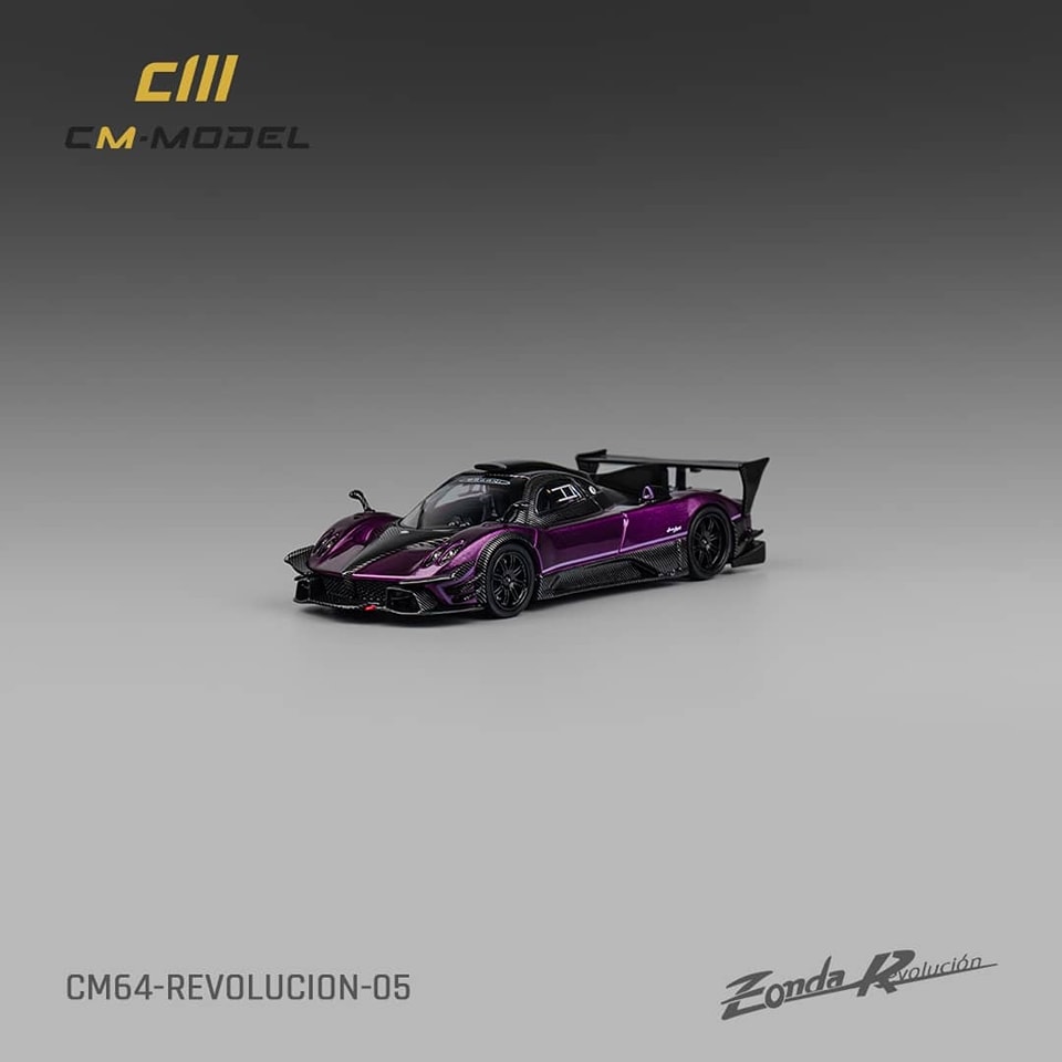 CM Model 1/64 Pagani Zonda R Evolucion Track Version Purple Color with Black Carbon.