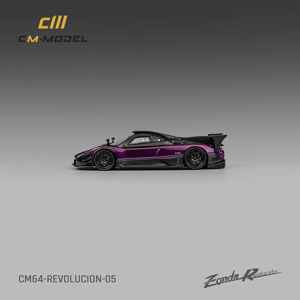 CM Model 1/64 Pagani Zonda R Evolucion Track Version Purple Color with Black Carbon.