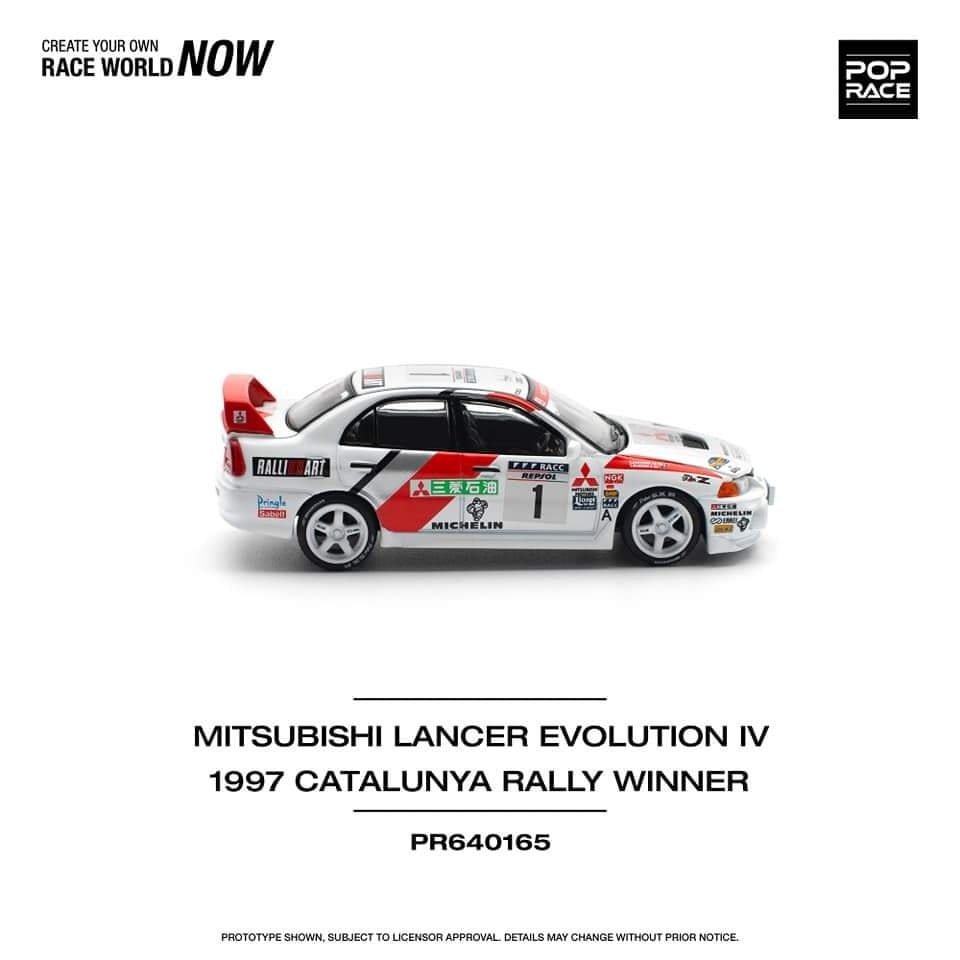 POP RACE 1/64 MITSUBISHI LANCER EVOLUTION IV 1997 CATALUNYA RALLY WINNER PR640165