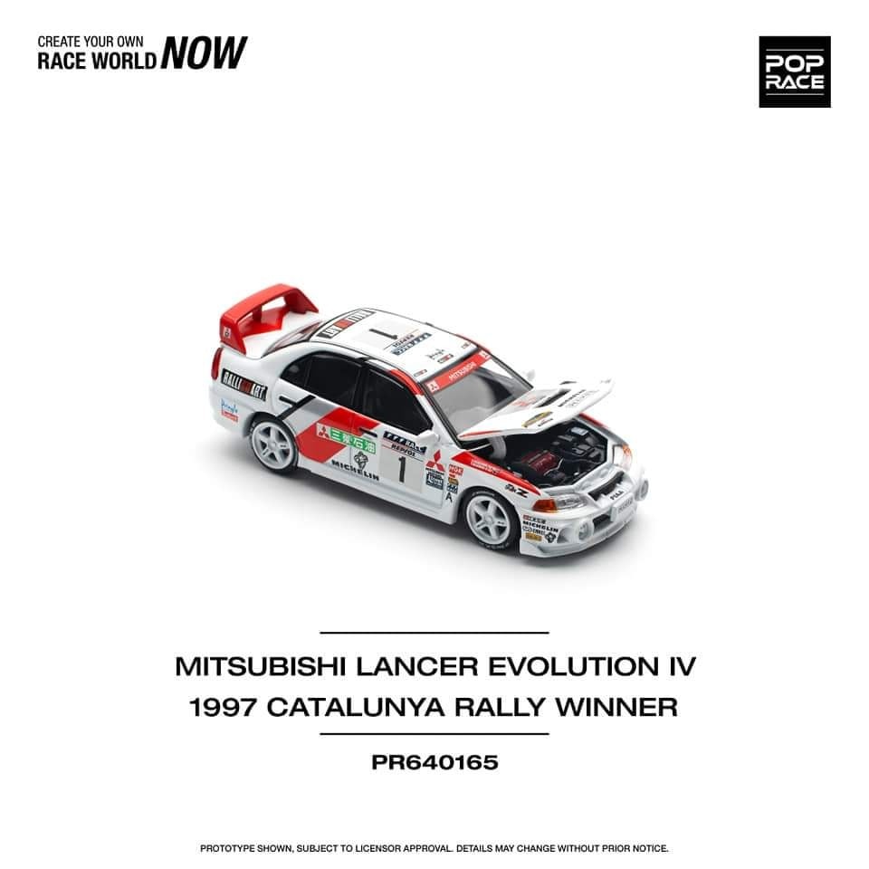 POP RACE 1/64 MITSUBISHI LANCER EVOLUTION IV 1997 CATALUNYA RALLY WINNER PR640165