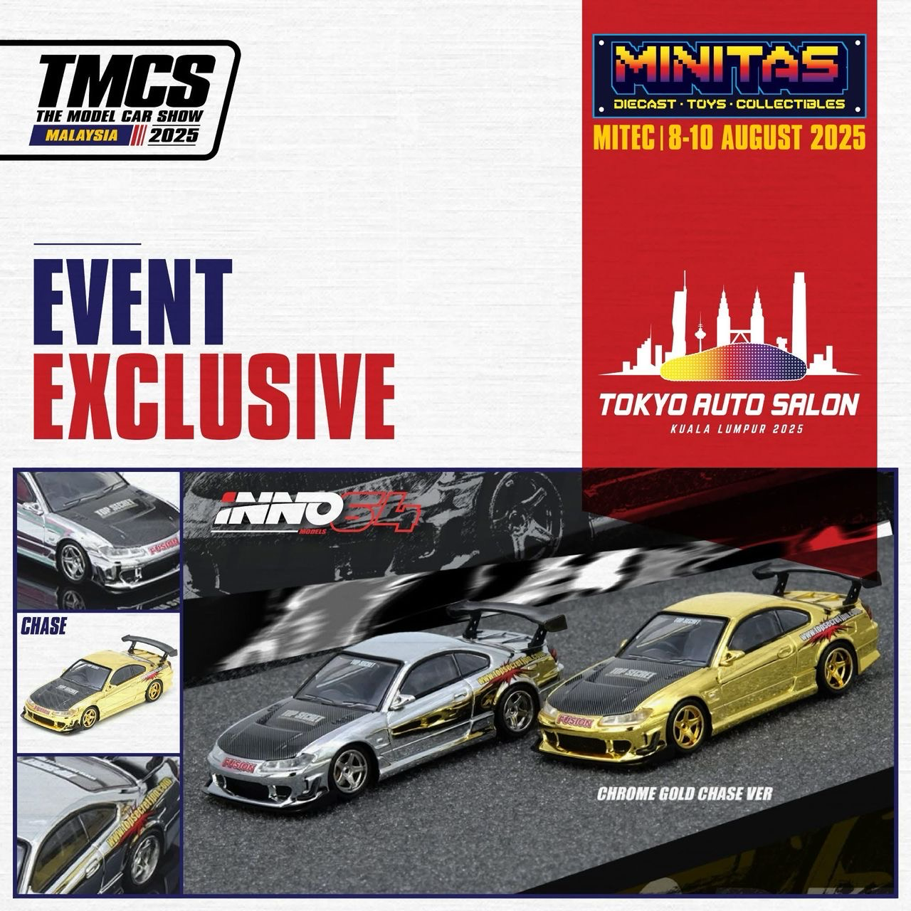 INNO64 Top Secret Nissan Silvia S15 Silver Chrome | TASKL25 EXCLUSIVE