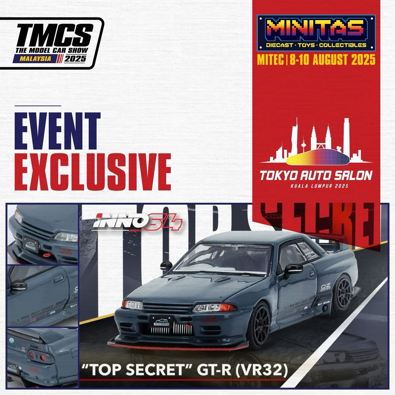 INNO 64 Nissan Skyline Top Secret GT-R (VR32) Grey | TASKL25 EXCLUSIVE
