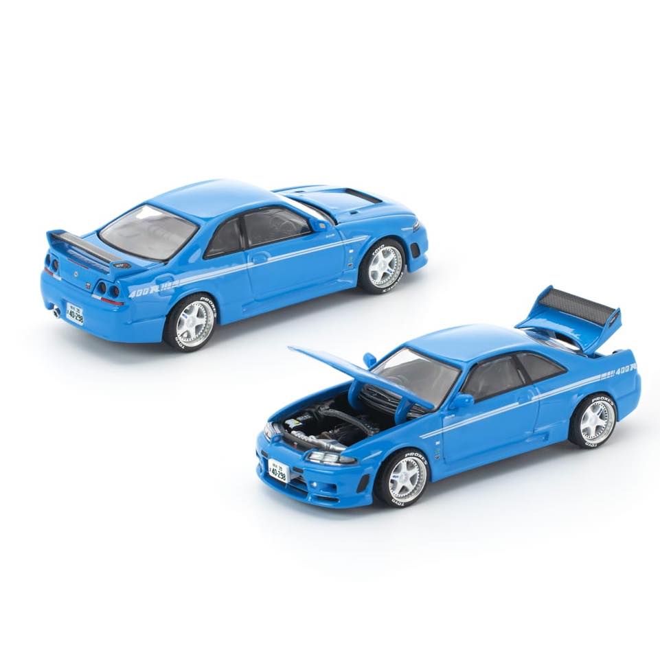 Pop Race x Enigma POP RACE POP RACE X ENIGMA GT-R BNR 32 BLUE PREOO9 Blister Card Version